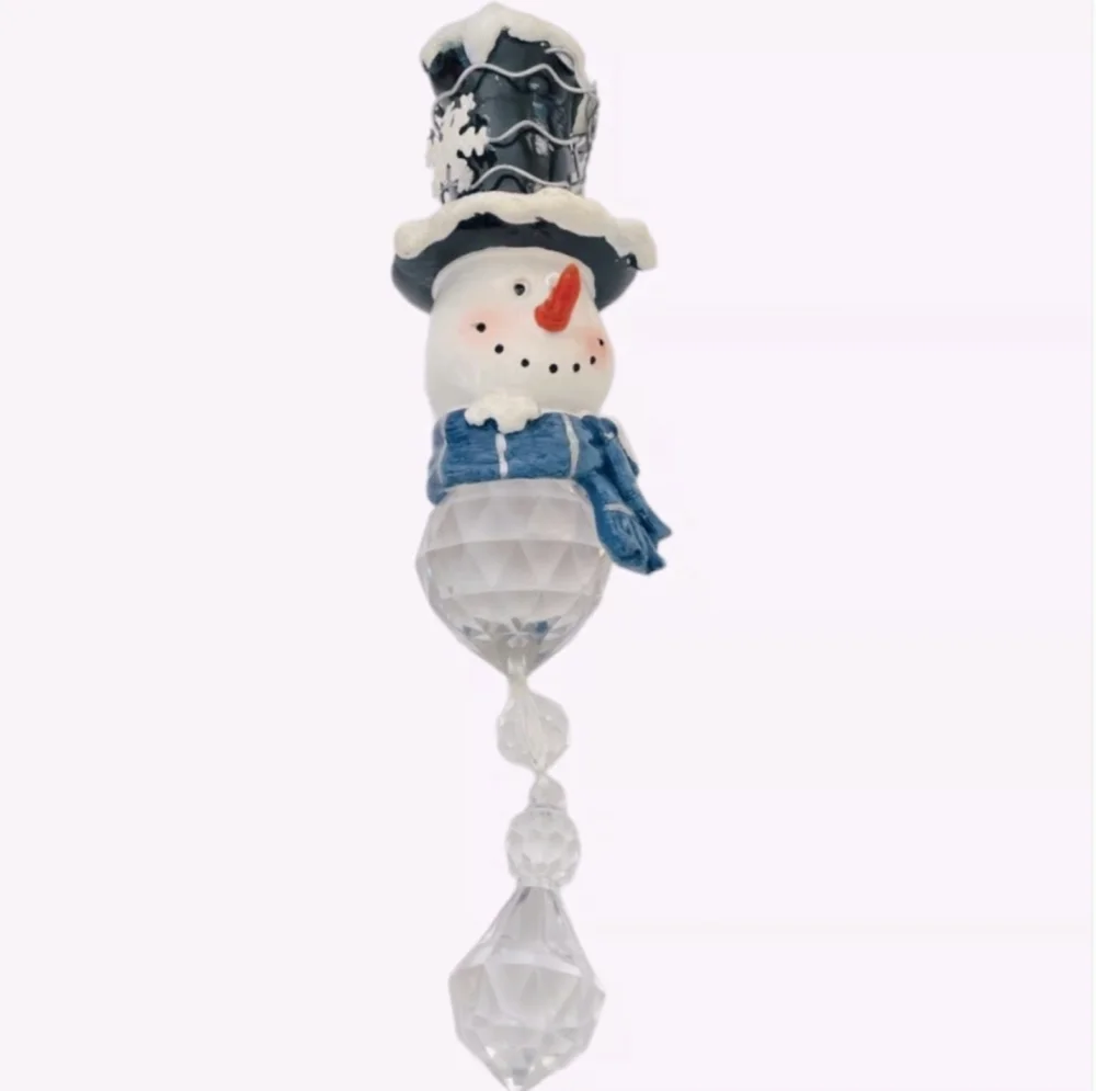 Rare Snowman Teardrop Christmas Ornament Beaded Holiday Tree Decoration